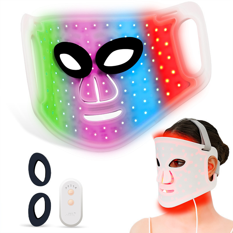LED カラーライト家庭用美容器具赤、青、緑、紫 4 色のカラーライトマスク 98 個フェイシャルカラーライト光子マスク器具|undefined
