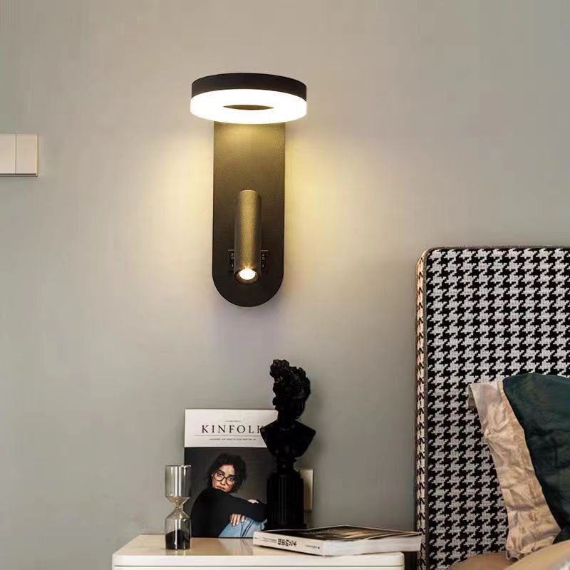 Personalidad nórdica creativa cabecera de cama de dormitorio simple con doble interruptor protector de ojos luminoso interior led para el hogar moderno