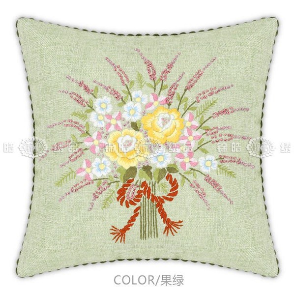 Fábrica al por mayor de color de impresión bordado de la cinta hecha a mano DIY paquete de material cojín funda de almohada flor frente mariposa volando doble platillo Flying dance