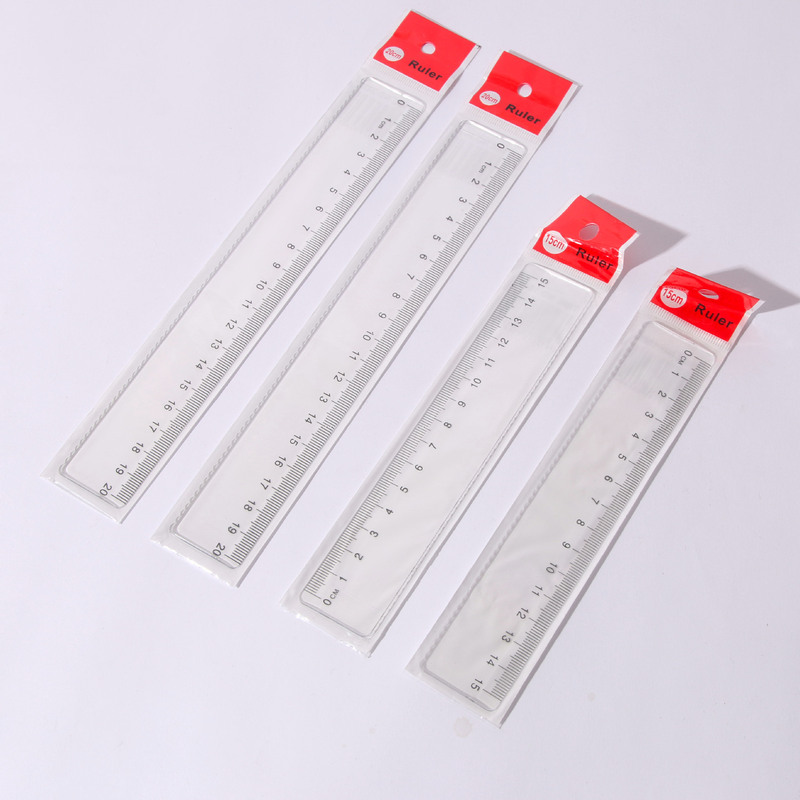 Wholesale ruler student ruler 15ccm 30cm 20cm plastic transparent ruler bilateral printing inch