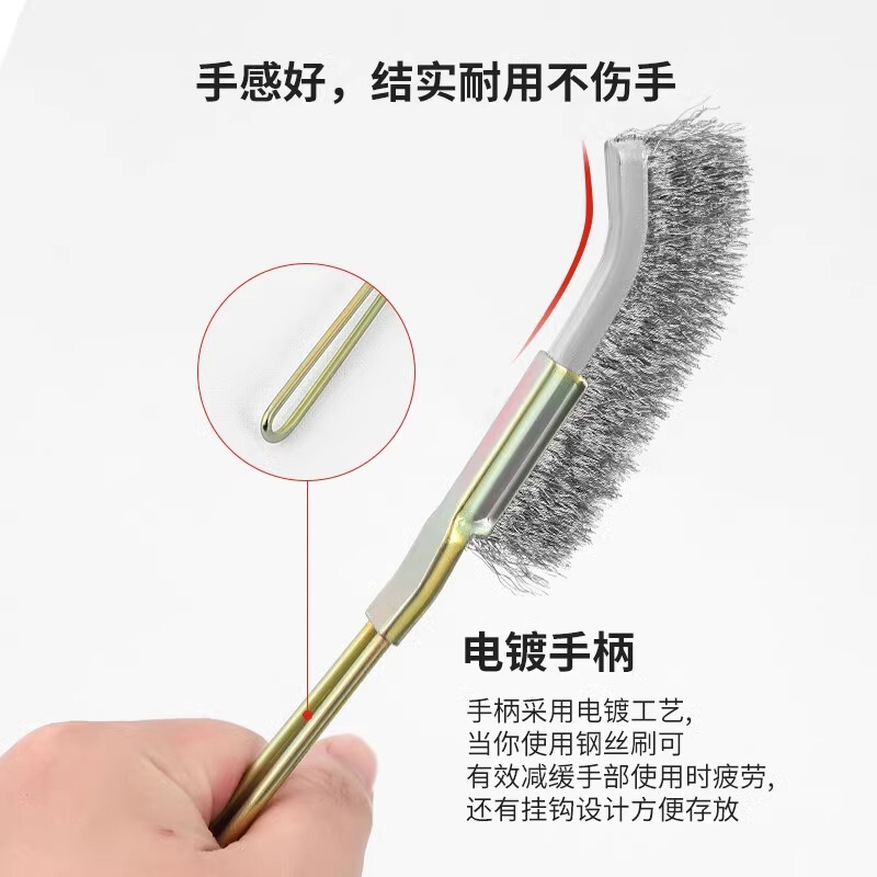 ワイヤーブラシ柄付きステンレスワイヤブラシ銅メッキワイヤーブラシ錆除去隙間溝洗浄ブラシヘッドの長い柄|undefined