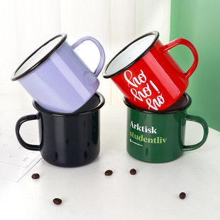 Factory wholesale retro nostalgic enamel cup medium multi-color enamel cup printed logo mug