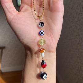 亚马逊爆款邪眼好运日8球蘑菇四叶草瓢虫阴阳符号汽车装饰 厂家