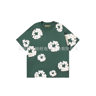 Cross-border direct selling American personality kapok printed short sleeve shirt loose straight pants Japanese street suit men