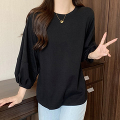 潮牌日系長袖tシャツ女子春秋ゆるいins怠惰風bfアメリカ復古インナーシャツ上着