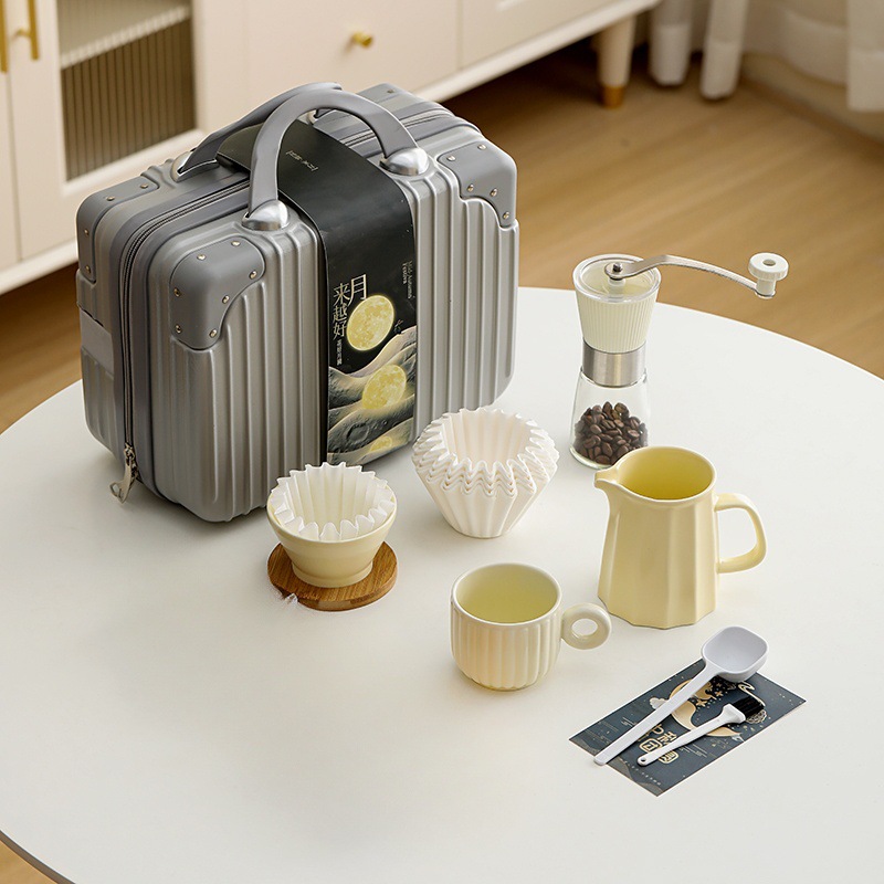 Juegos de café de negocios de mano, tazas de café, tazas de café para compartir, juegos de molino de frijoles, utensilios de café, regalos de mano