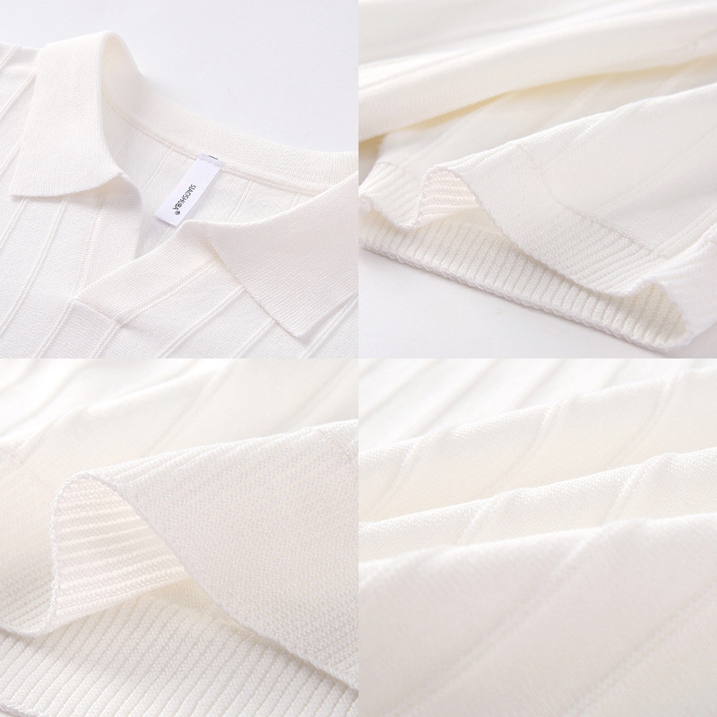 Polo camiseta de punto camiseta de manga corta hombre cuello V gaviota cuello viejo dinero viento rayas camiseta de hielo viejo dinero viento seda enfriamiento