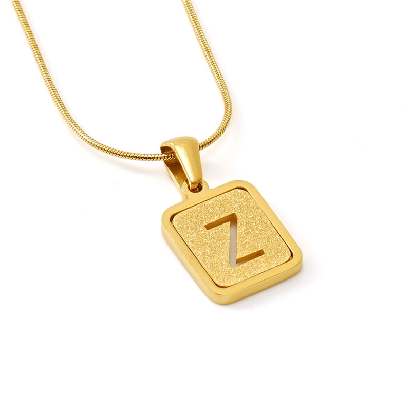 Nicho de moda europea y americana Cadena de hueso de serpiente 18K carta collar femenino transfronterizo de acero de titanio Arena-presionado carta colgante joyería al por mayor