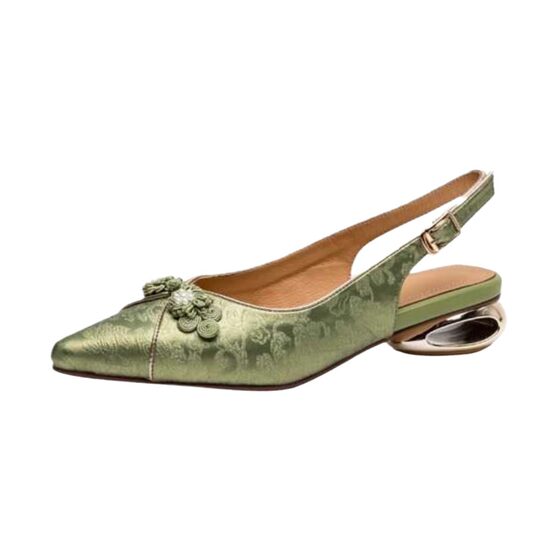 Wan Zi Yan-French Pointed Toe Fashion Baotou Sandals Women's New Chinese Style National Style with Cheongsam Design Sense Rear Empty Shoes