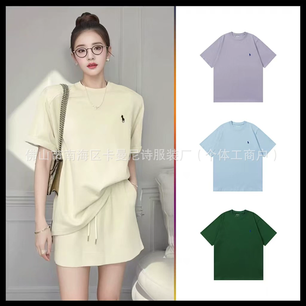 RL Lauren мужские и женские толстые футболки с короткими рукавами