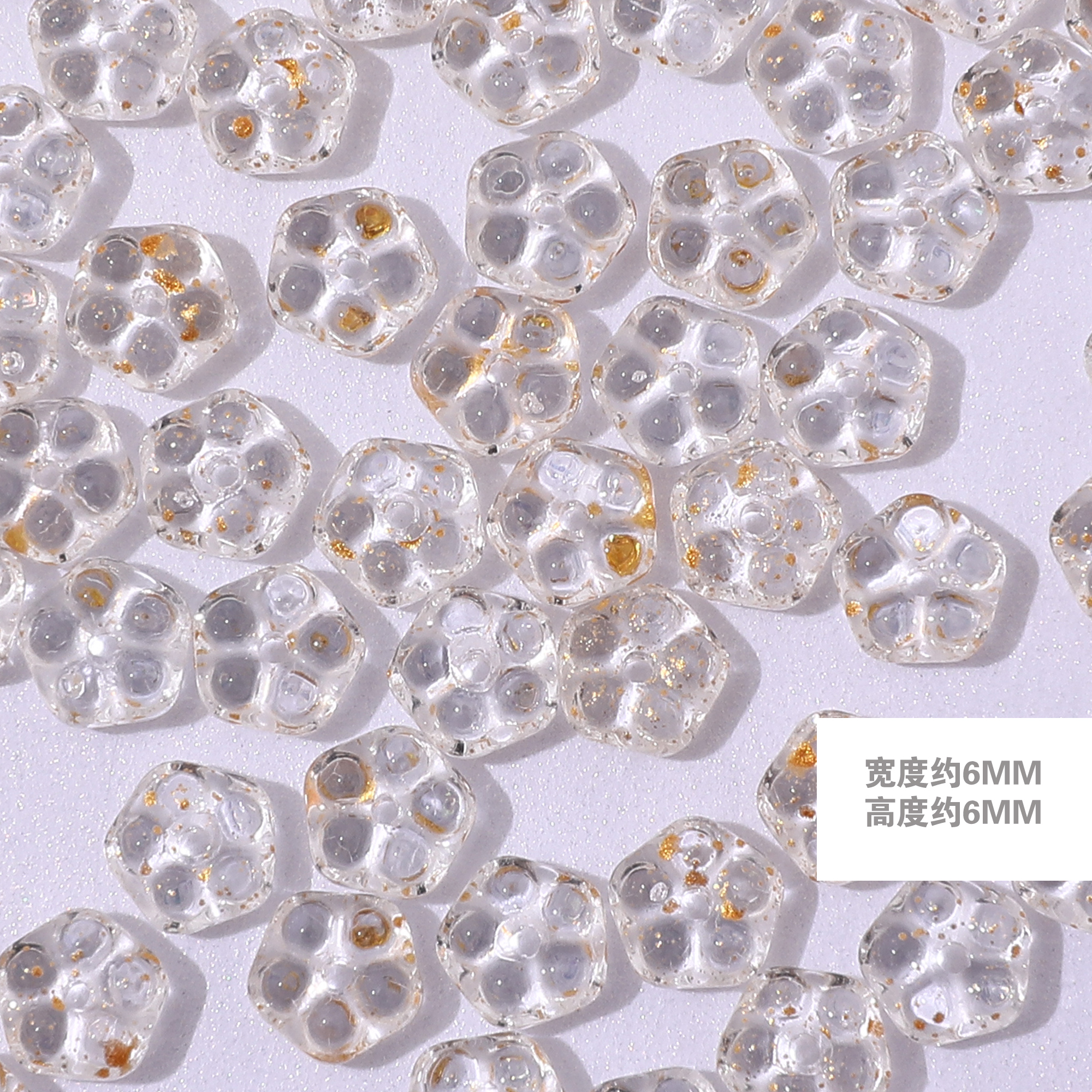 ♪◓◔◕5# flower pieces, gold through, 10 pieces◸◹◺◿