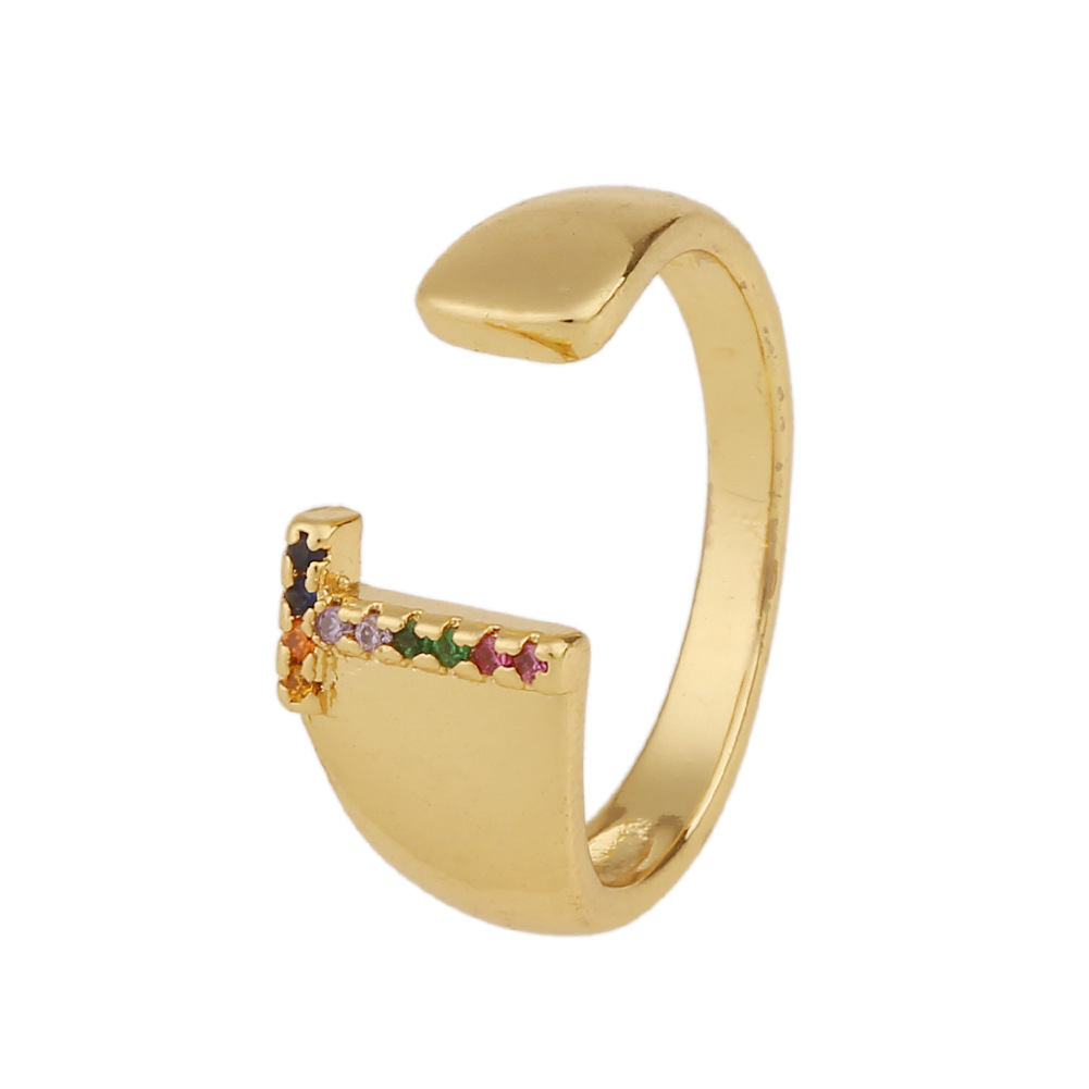 Fashion New Style Copper Micro-inlaid Zircon 26 English Letter Ring display picture 15