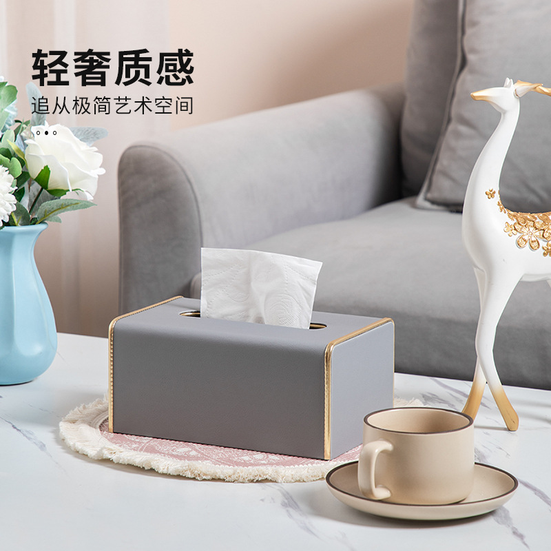 Caja de pañuelos hogar Luz lujo de alta Gama creativa multifuncional mesa de café caja de almacenamiento hotel apartamento caja de pañuelos impreso LOGO