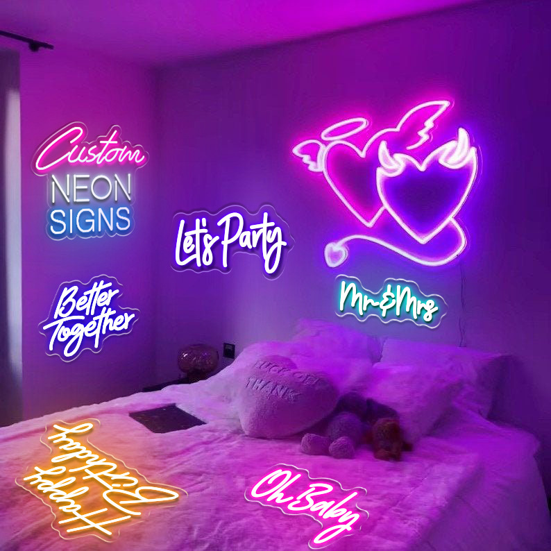 (2개) 국경 간 아마존 네온 DIY 생일 파티 LED 네온 투명 아크릴 네온 빛나는 캐릭터