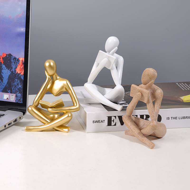  new creative abstract character reading thinker resin decoration living room model room light luxury decoration
