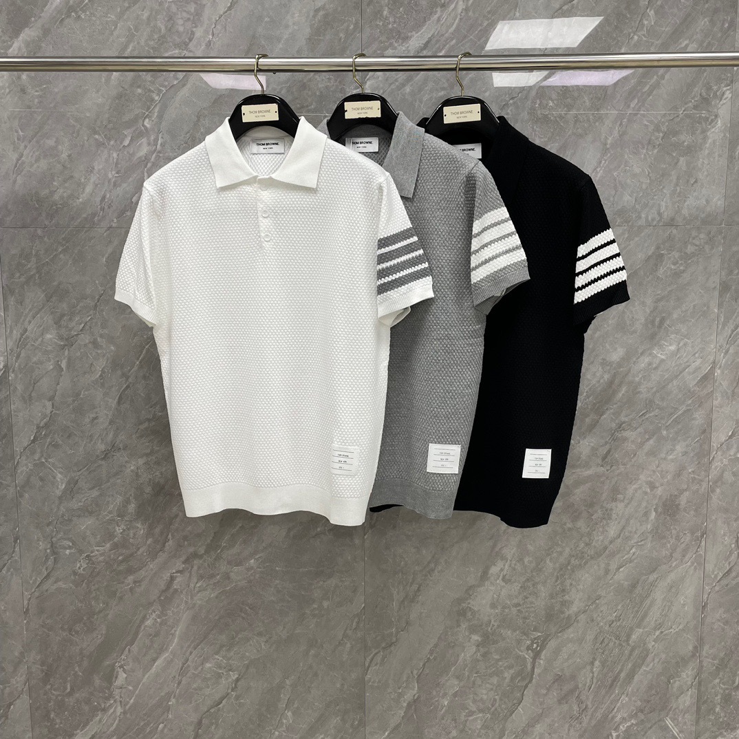 Factory Direct Tb Spring and Autum New Four-Bar Pineapple Knitted Lapel Polo Shirt Men's Elegant Casual Top Trend