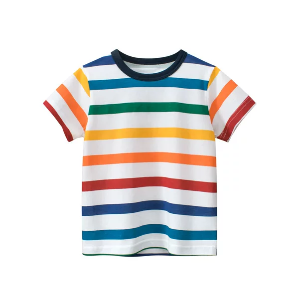 2026 Summer Boys' Short-Sleeve Clothing, Children's Summer Short-Sleeve T-Shirt for Boys, Striped T-Shirt for Toddlers and Young Children
