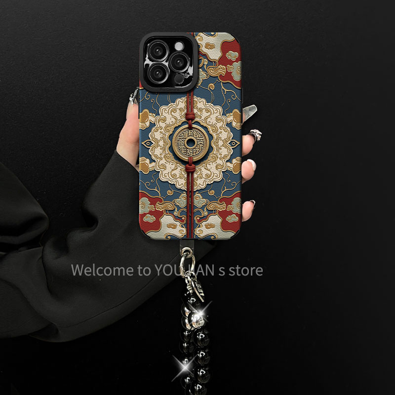 Shan Gui Flower Bracelet Suitable for Apple 16 Retro Mobile Phone Case Iphone13Promax Chinese Style 15 Silicone Goatskin Shan Gui Flower Bracelet Suitable for Apple 16 Retro Mobile Phone Case Iphone13Promax Chinese Style 15 Silicone Goatskin