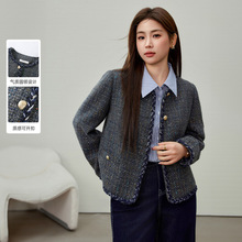 【绵羊毛莱赛尔千金名媛风短款外套】纤莉秀大码女装胖mm春装新款