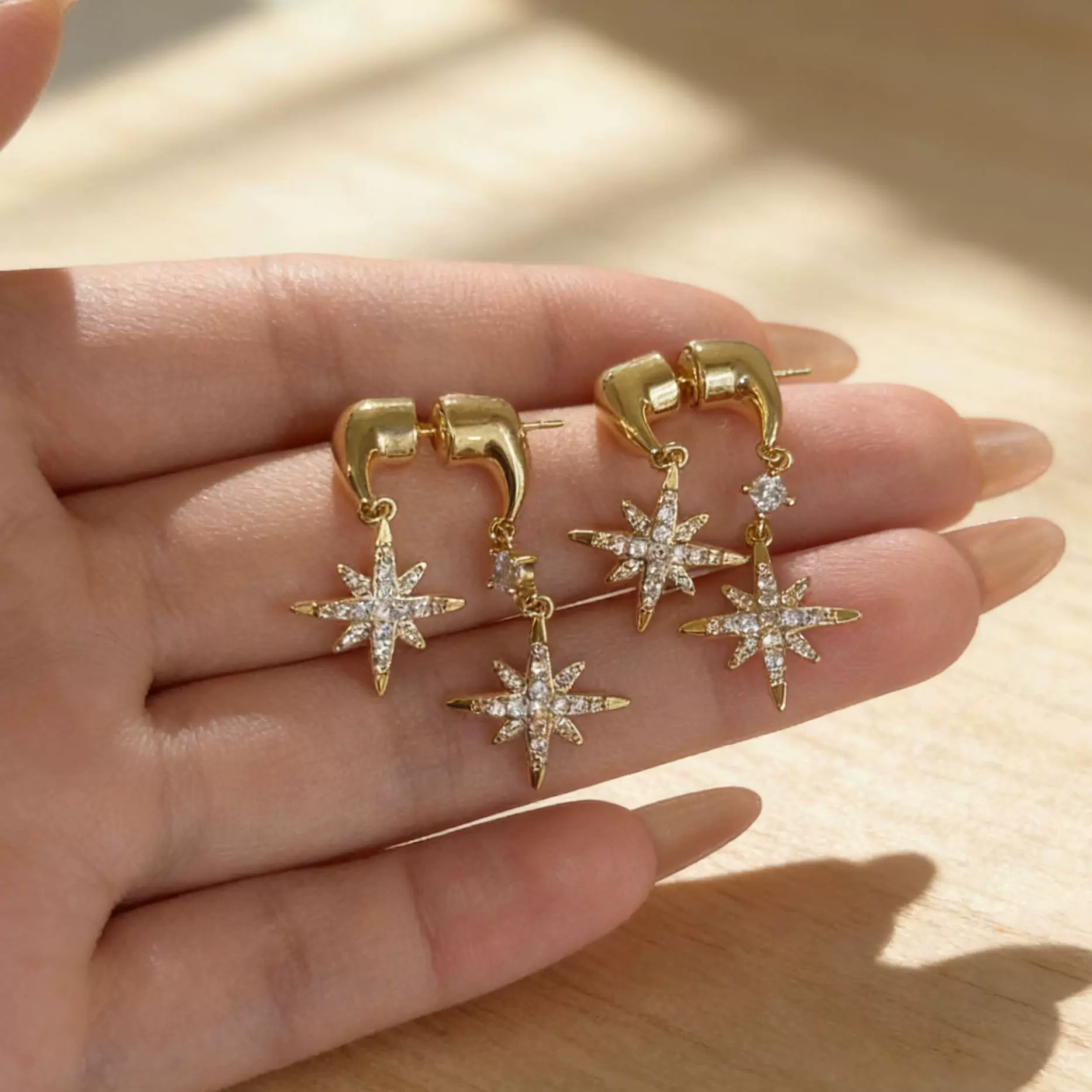 S925银针八芒星耳钉小众高级感轻奢耳坠女爆款时尚百搭耳饰批发
