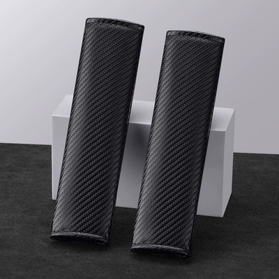 Car Seat Belt Shoulder Cover Carbon Fiber Leather Anti-Strangle Protection Shoulder and Neck Decorative Belt Modified Adhesive Type Four-Season Supplies (Seat belt shoulder pad) - a-pair-of-carbon-fiber-safety-shoulder-pads