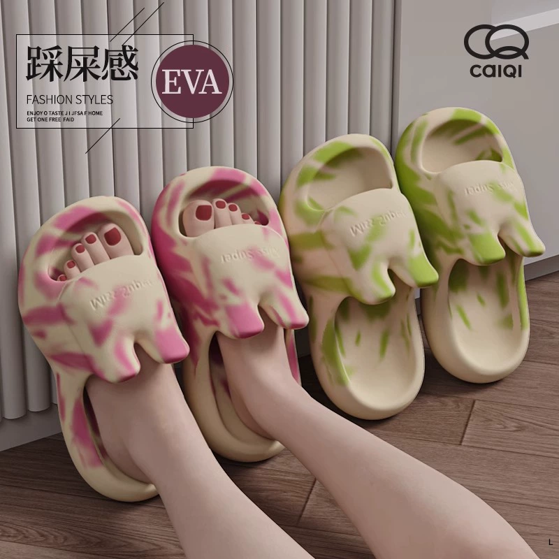 Eva топает на дерьме с толстым дном 2025 новый кролик тапочки женские летние дома в помещении купание противоскользящая домашняя одежда