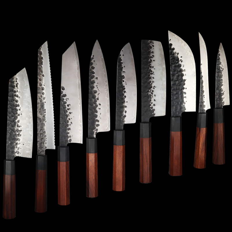 Cuchillo de cocina forjado de acero inoxidable 9cr18 cuchillo de cocina para el hogar cuchillo afilado mango octogonal cuchillo de corte cuchillo de cocina de acero tres en uno