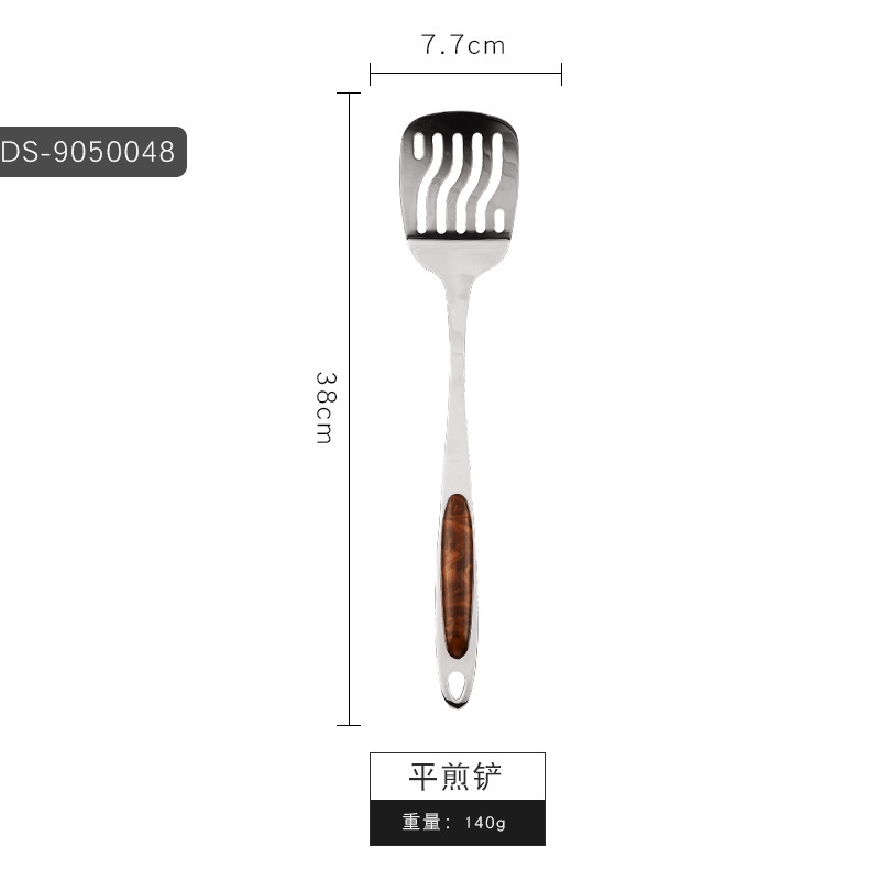 ステンレスの木の柄の調理器具のシャベルの台所の鍋のシャベルのスプーンの炒め物の料理の家庭用シャベルの鍋のスプーンのシャベルの漏れ|undefined