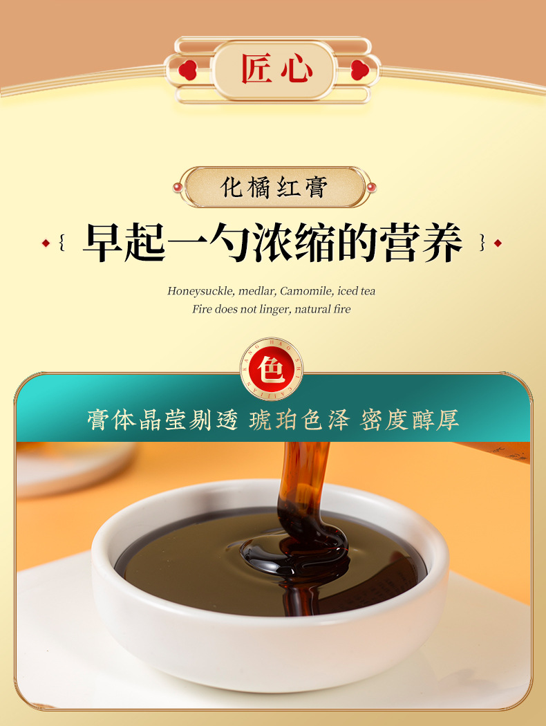 Hua Ju Hong Herbal Paste (Citrus grandis 'Tomentosa') — Traditional TCM Honey Paste with Sha Ren, Shan Zha & Huang Jing, 300g Jar quality and texture