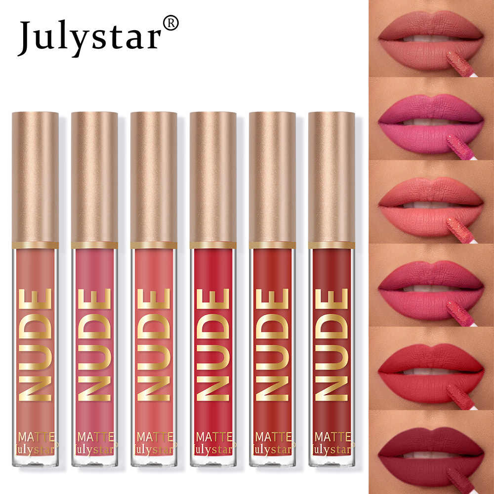 European and American matte, frosted velvet non-fading lip gloss, natural, long-lasting and three-dimensional non-stick cup lip gloss lipstick wholesale undefined