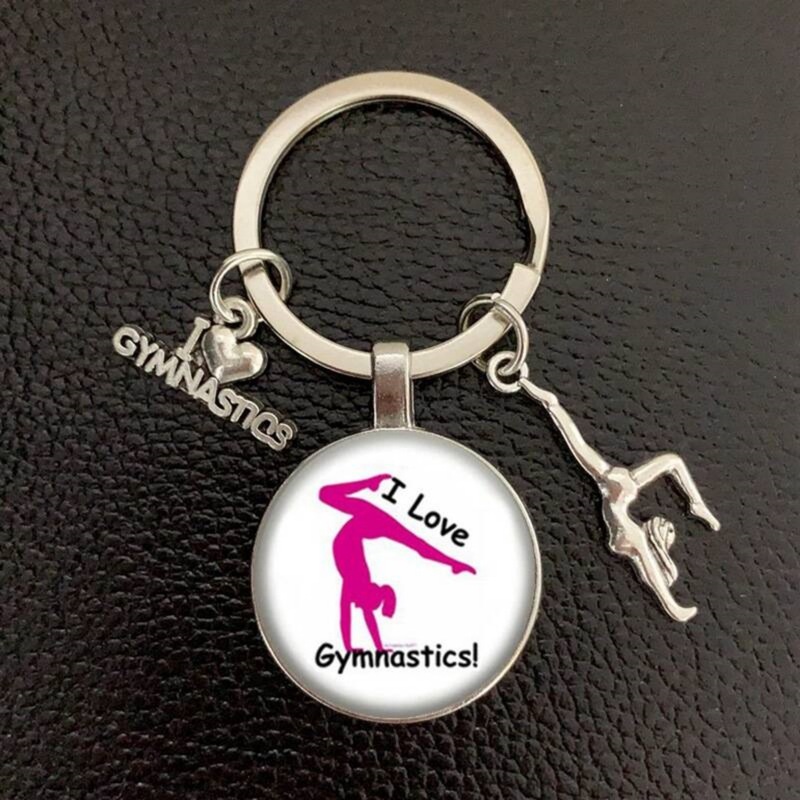 クリエイティブi love gymnasticsタイムガラスキーホルダーペンダントメタルキーホルダーメンズレディース|undefined
