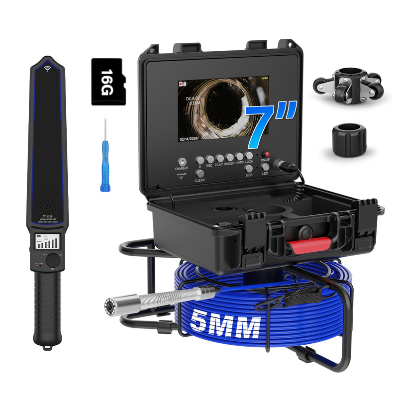 7inch Industrial Pipeline Endoscope Sewer Self-Balancing Visual Camera 512Hz Transmitter Positioning Receiver Set
