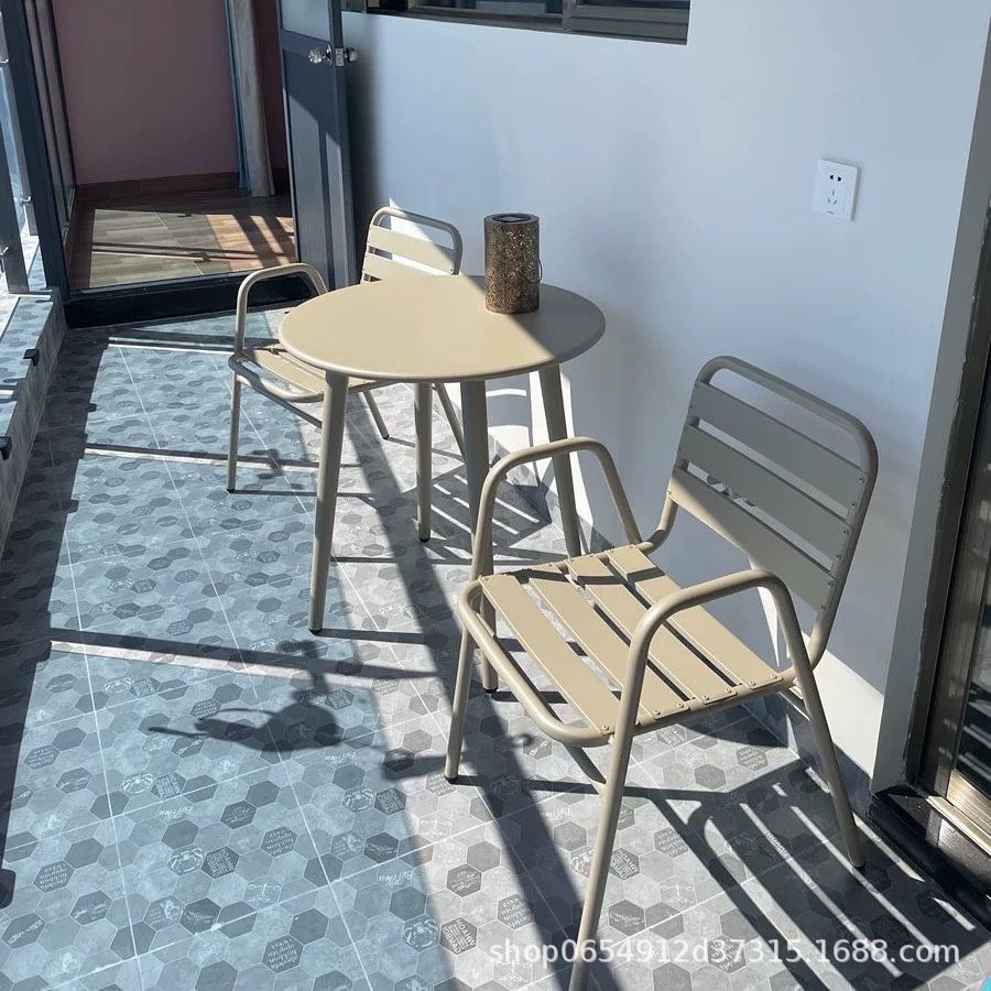 Mesas y sillas al aire libre aleación de aluminio al aire libre impermeable protección solar patio jardín de ocio balcón al aire libre té con leche café exterior