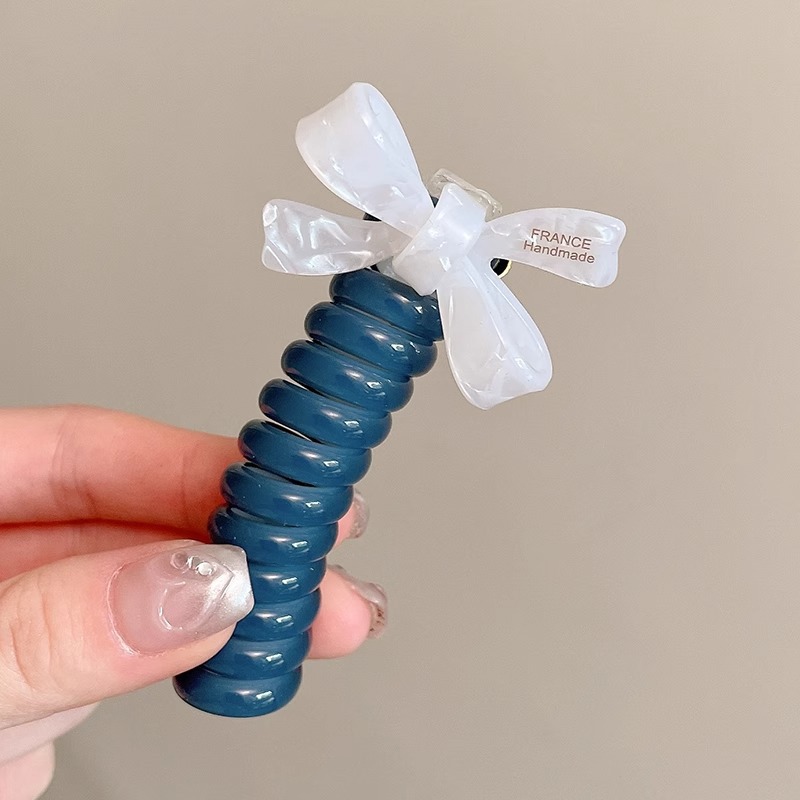 2025 nueva plata brillante cinza plateada cinta de tejido arco perlas línea telefónica anillo de cabello de mujer burbuja trenza cabello de cabello