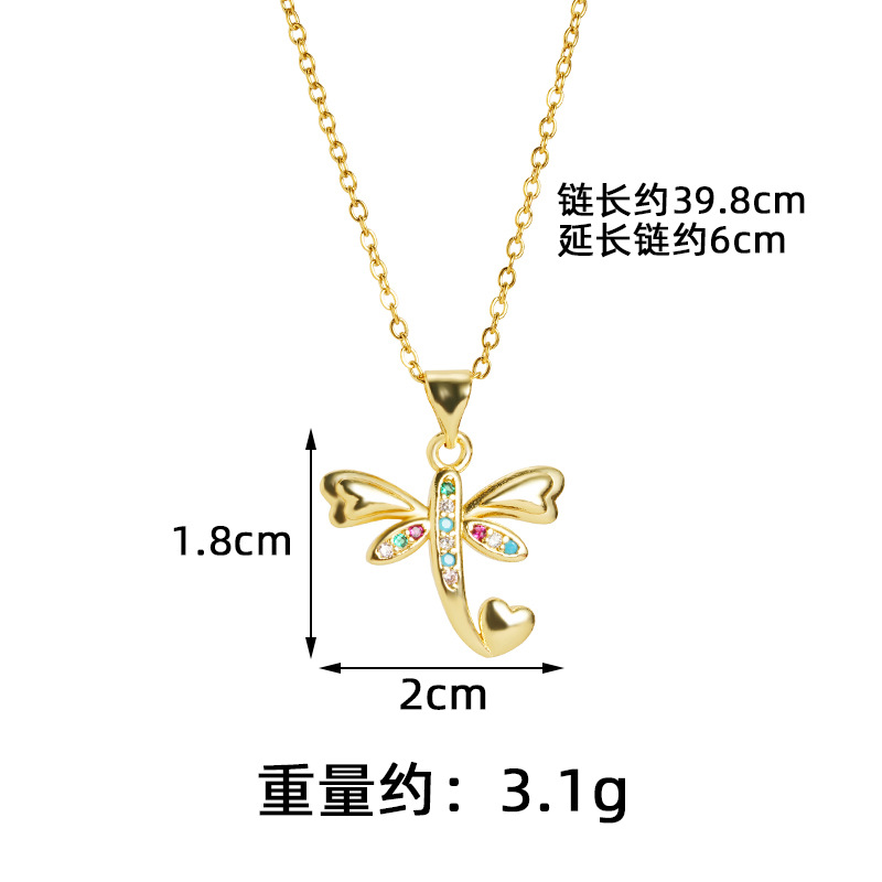 Nuevo collar de oro de arena vietnamita, libélula de circonio con incrustaciones de estilo europeo y americano, pendientes de lujo ligeros, joyería de cobre femenino chapado en oro durante mucho tiempo que no se desvanece