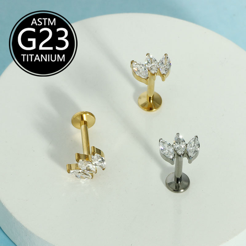 Pointed titanium steel lip stud product view