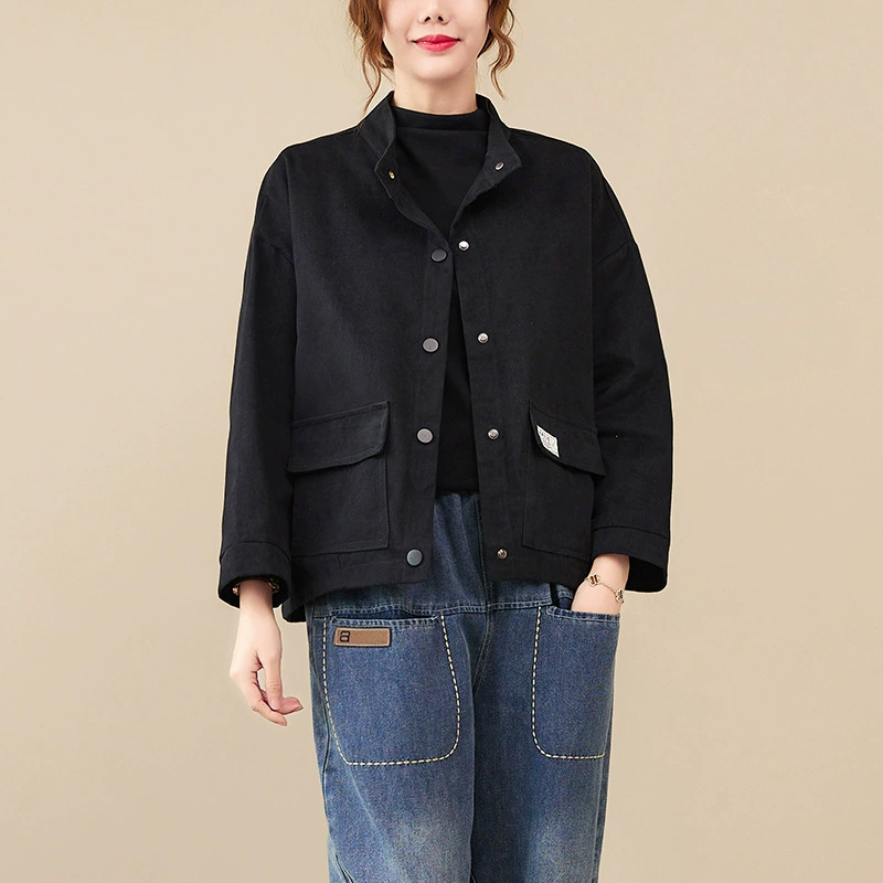 Autumn retro long-sleeve for leisure, jacket, oversize