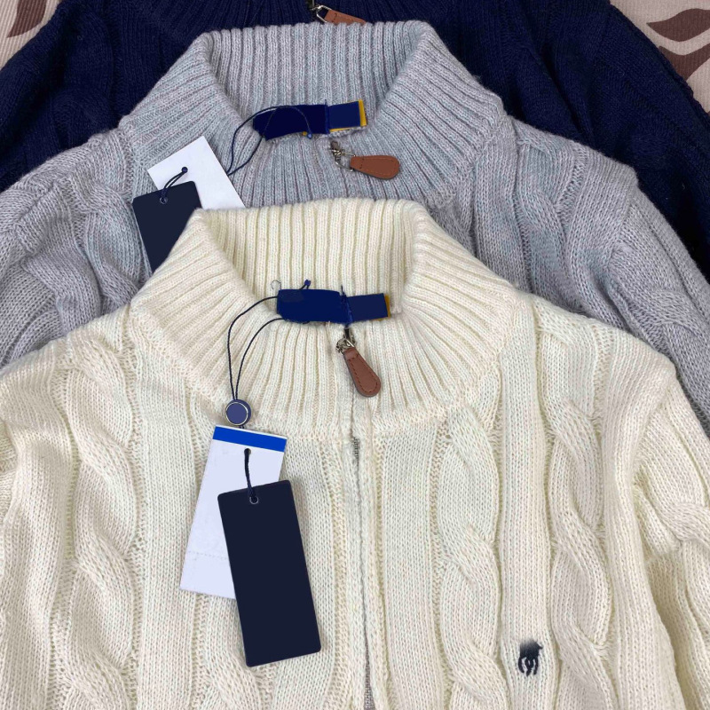 Popular model RL Ralph Lauren logo autumn and winter stand-up collar embroidered knit sweater for men, cable-knit couple's half-zip sweater for women Popular model RL Ralph Lauren logo autumn and winter stand-up collar embroidered knit sweater for men, cable-knit couple's half-zip sweater for women