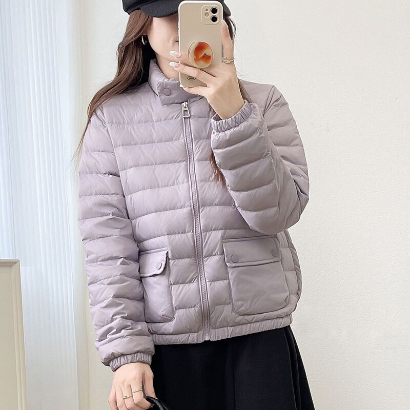 秋冬2025年新款轻薄羽绒服女立领短款显瘦小个子90白鸭绒保暖外套|undefined
