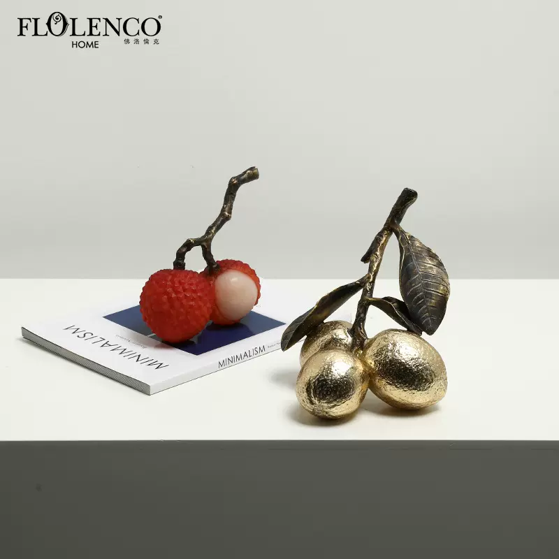 新中式轻奢抽象荔枝柠檬树脂摆件售楼处会所茶几餐桌创意装饰摆件