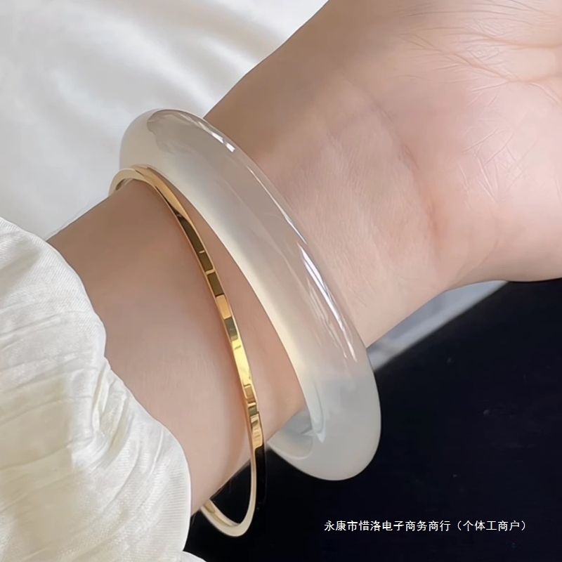 正宗纯天然高冰正品货真玉白月光手镯玉髓猫眼冰种冰透玉手惜洛|undefined