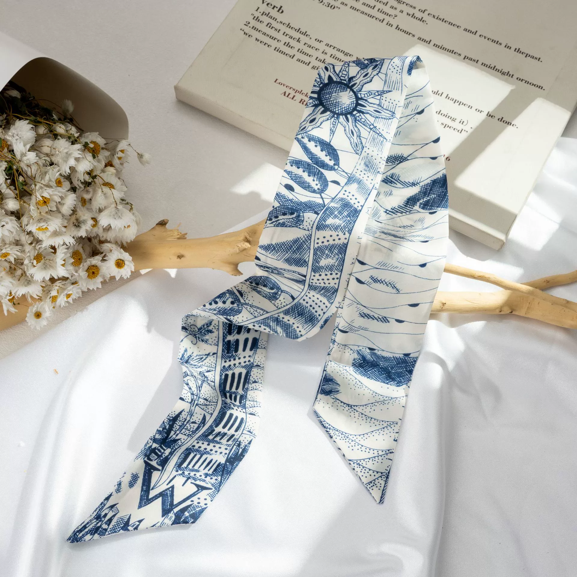 Silk Scarf Hairband (Suhang) long streamer 89×3.8 cm, lightweight gift box option