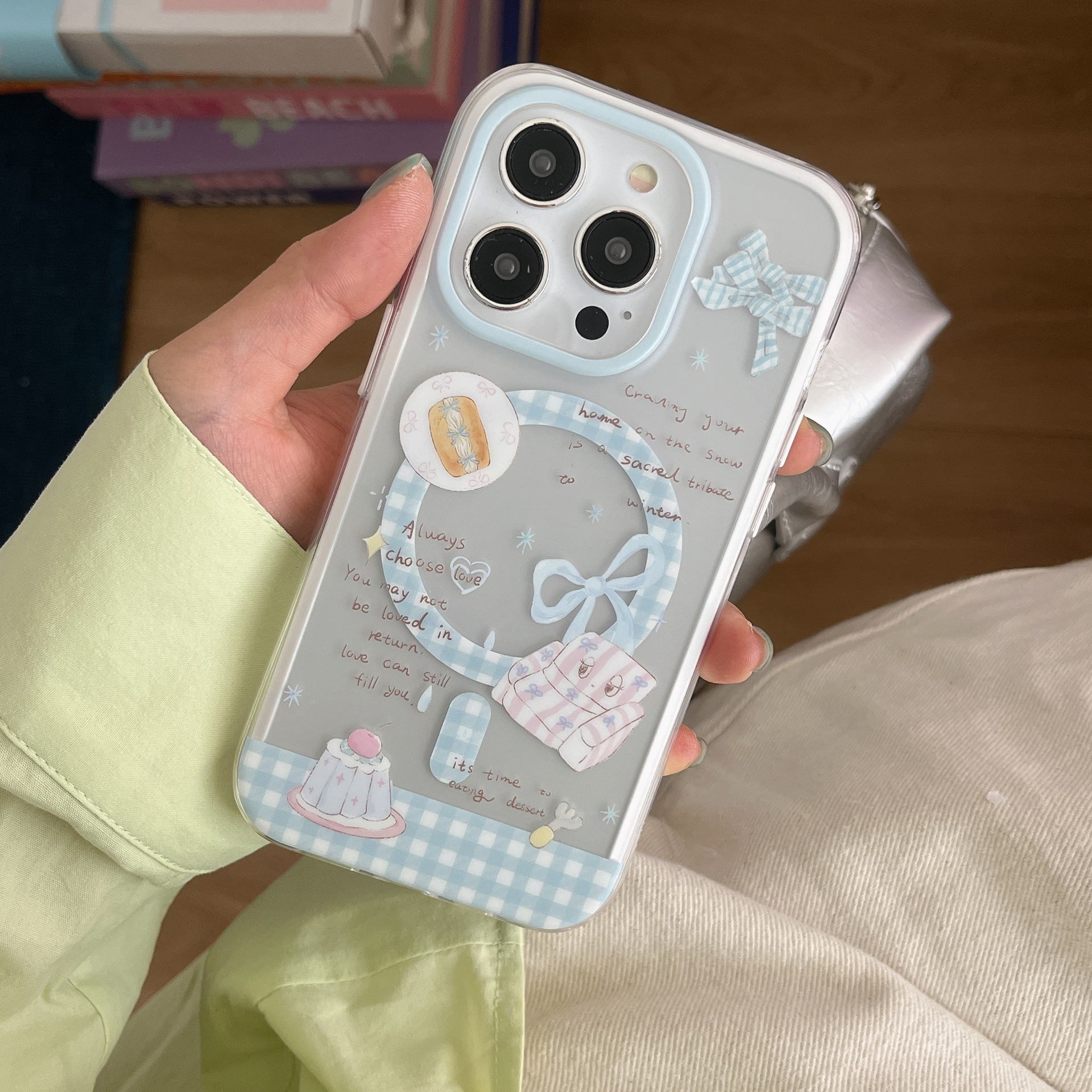 Azul fresco para Apple 16ProMax funda para teléfono móvil 15Pro magnético 14/13 femenino 15PM lazo 16