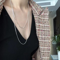 S925 スターリングシルバー 120cm エクストラロングスネークボーンネックレス多層プレーンチェーンセーターチェーンシルバーネックレスジュエリーネックレス