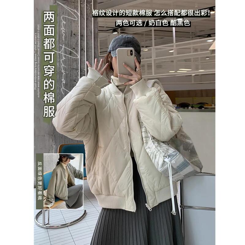 Sliding or Quilted Two-sided Cotton-padded Jacket Women's Winter Short Vintage Cotton-padded Jacket Bomber Jacket Cotton-padded Jacket Trendy ins