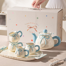 新年礼物蝴蝶结陶瓷水具套装茶具家用乔迁新居摆件公司庆典礼品