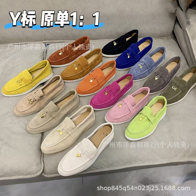 Genuine Leather Lp Loafers 2026 Spring and Autumn New Style Moccasins Suede Flat Shoes Large Size Casual Slip-On Lazy Shoes Genuine Leather Lp Loafers 2026 Spring and Autumn New Style Moccasins Suede Flat Shoes Large Size Casual Slip-On Lazy Shoes