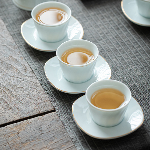 Opening Annual Meeting Gift Kung Fu Tea Set Whole Set Wholesale Household Logo Cover Bowl Teapot Ceramic Tea Set