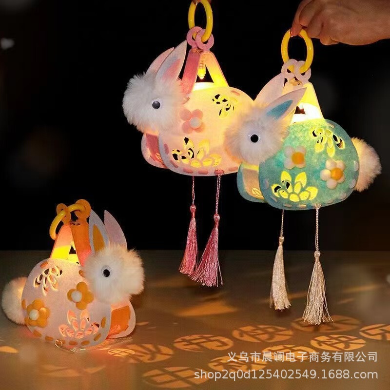 越南专供儿童手提兔子小灯笼挂饰手工制作材料包新款中秋节灯笼|undefined