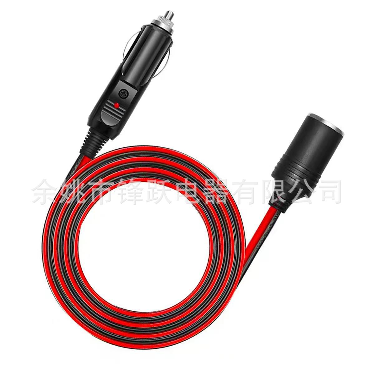 3 m cigarette lighter extension cord 12V/24V male plug adapter 16AWG heavy duty extension cord LED light